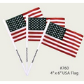 4"x6" USA Flag w/White Plastic Pole - Unimprinted